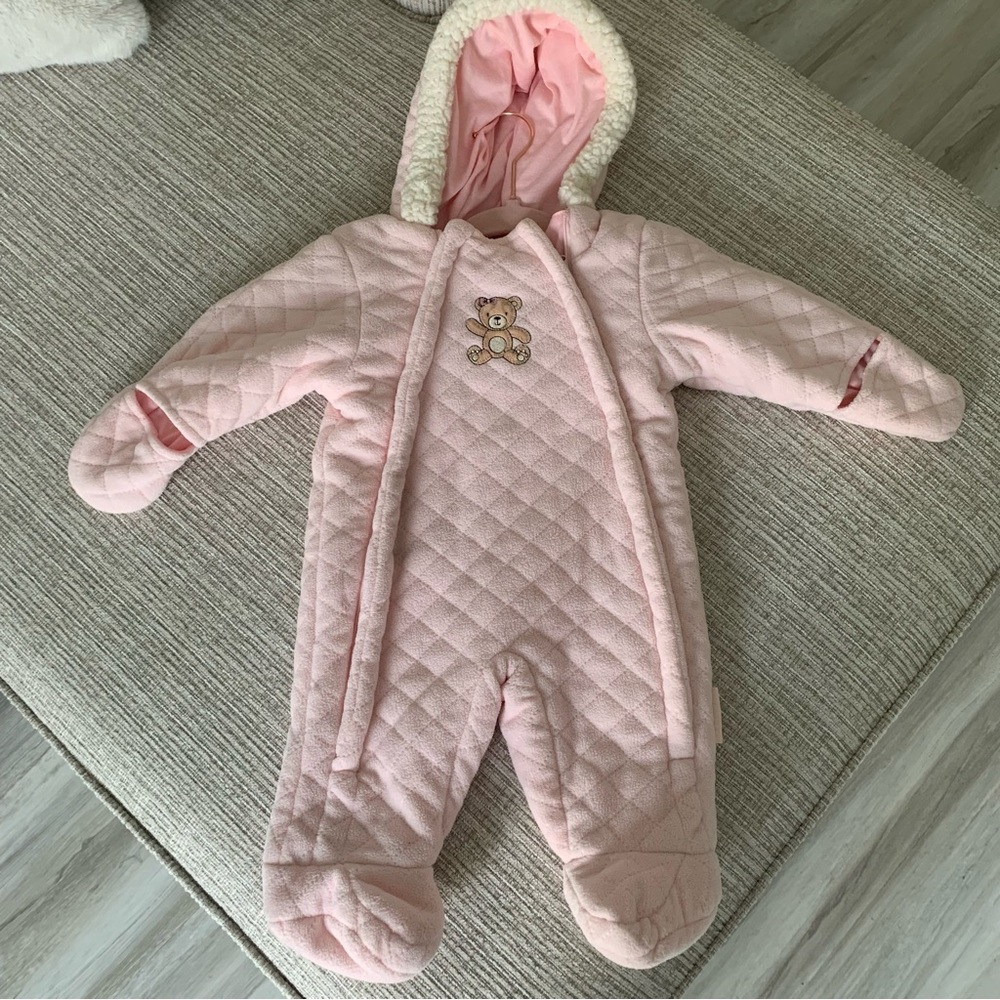 Wippette Pink Quilted Bodysuit with Hood and Feet